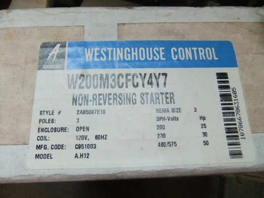W200M3CFCY4Y7 ওয়েস্টিংহাউস অ্যাডভান্টেজ স্টার্টার ৩-মেরু নন-রিভার্সিং নেমা ৩-ফেজ